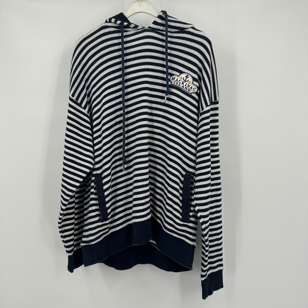Womens Nautical Striped Mackinac Island Hoodie Size XL Preppy Sailing Beachy‎